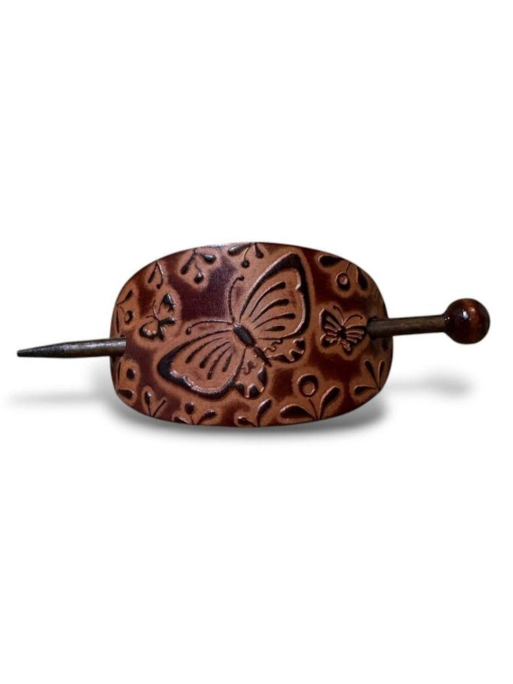 Leather Butterfly Hair Slide Barrette